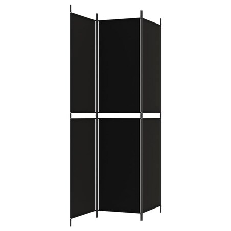 vidaXL Parawan 3-panelowy, czarny, 150x220 cm, tkanina