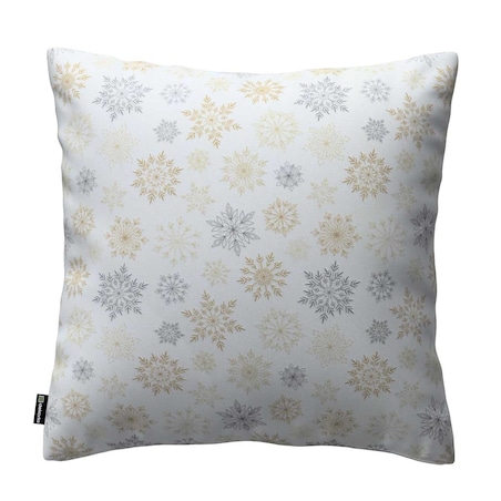 Poszewka Kinga na poduszkę 50x50 złote, srebrne gwiazdy na białym tle