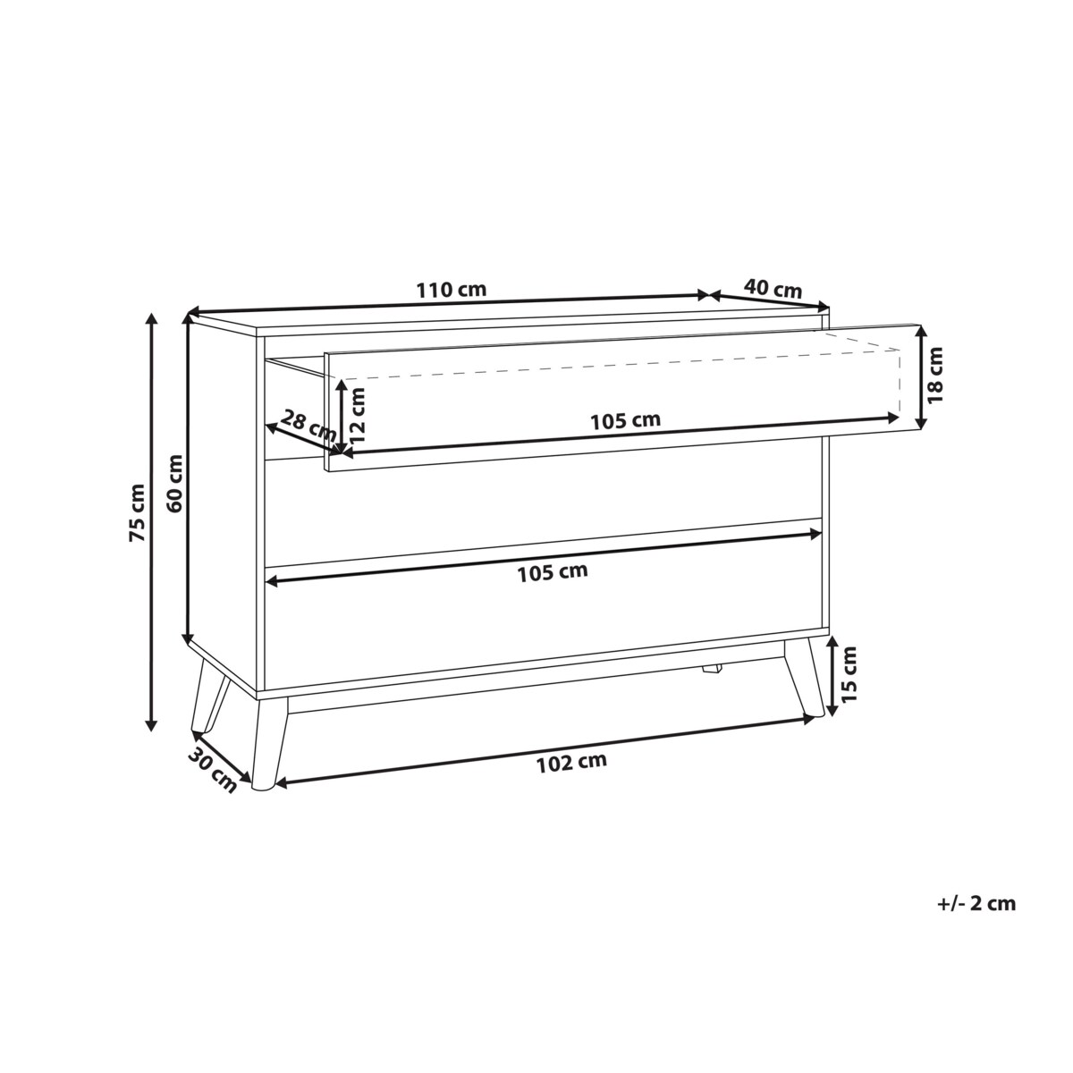 Komoda 3 szuflady jasne drewno SARDIS