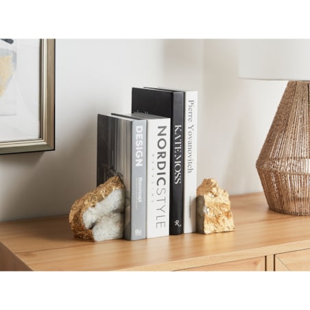 Podpórka do książek PERAMA Agat Biały Zestaw 2