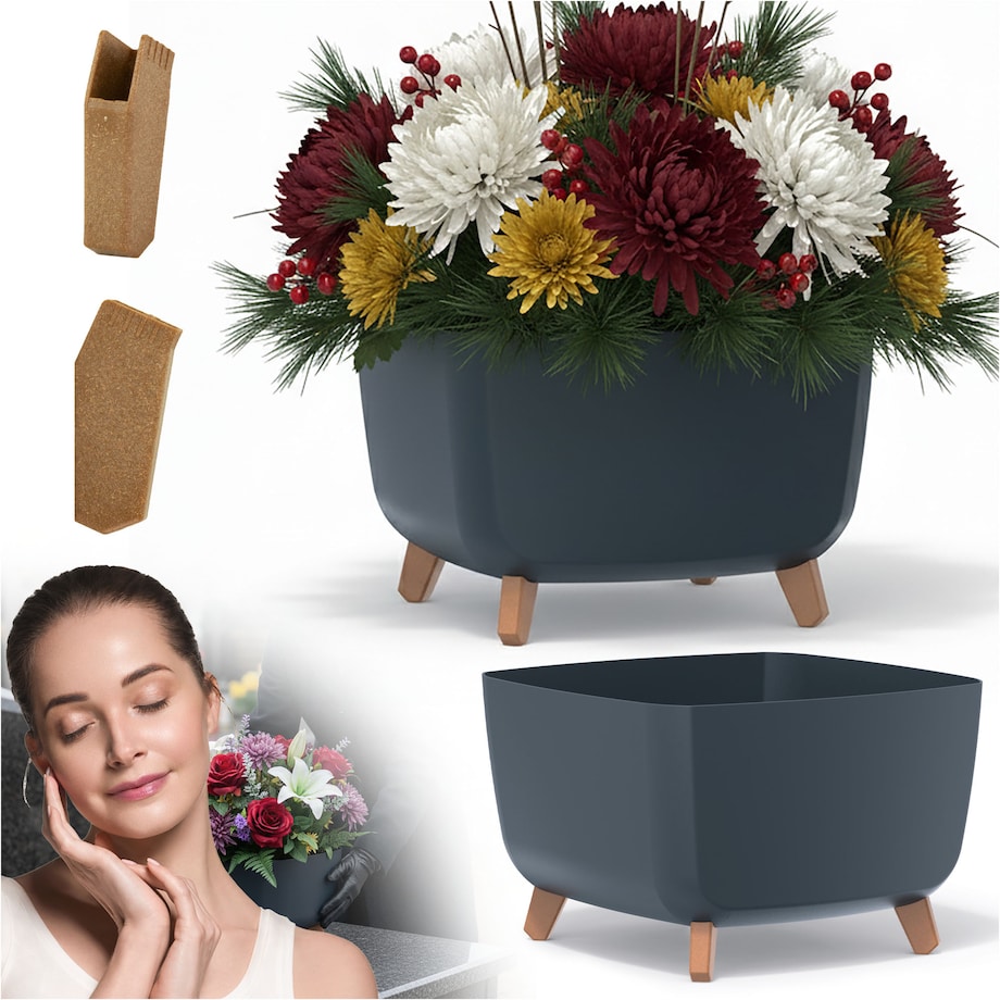 Donica Na Cmentarz Doniczka Na Nóżkach Na Wszystkich Świętych Antracytowa 39 Cm