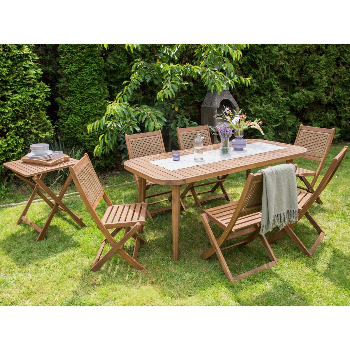 Zestaw ogrodowy dla 6 osób PARAGGI Certyfikowane drewno akacjowe Naturalny