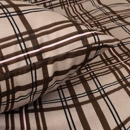 Poszewka flanelowa 40x40 Manhattan Brown, brązowa w kratę, Flanelove, Darymex