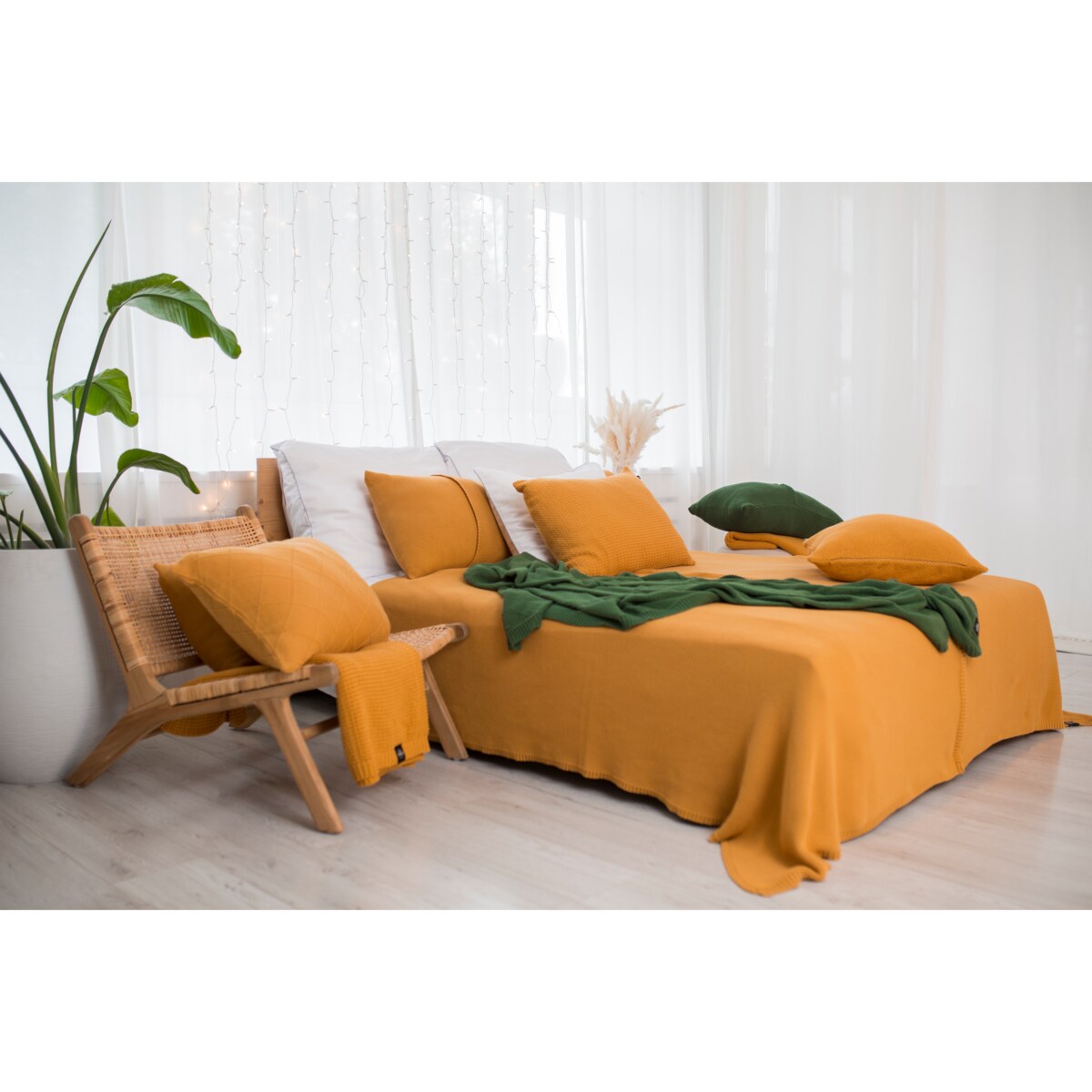 Narzuta klasyczna musztardowa, 220 x 240 cm, La Manta