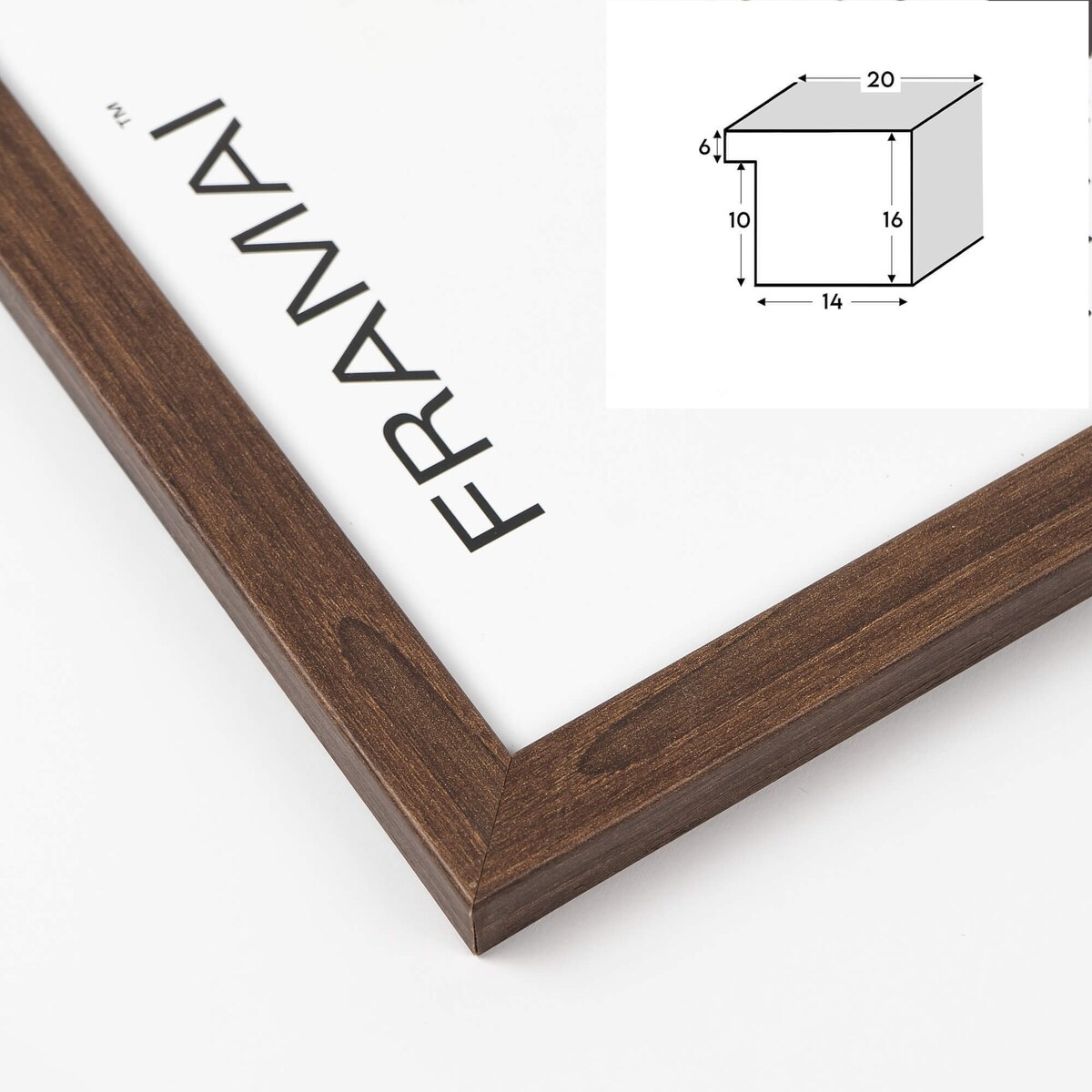 Ramka na zdjęcia 40x50 cm brązowa rama MDF z plexi do powieszenia pion poziom klasyczna prostokątna ramka FRAMAI