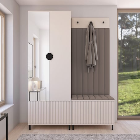 Przedpokój z lustrem Ritmo wersja 1 wysokie nogi Trinity 06 beżowa