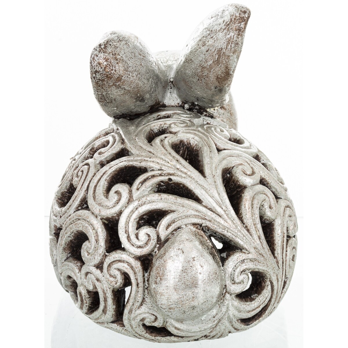 Dekoracja - królik ażurowy 21x17x25 cm SREBRNY