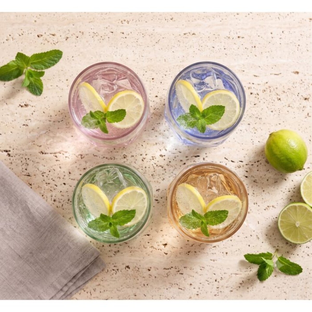 Komplet 4 szklanek z zielonym dnem 450 ml Geo Fondo Green 32194