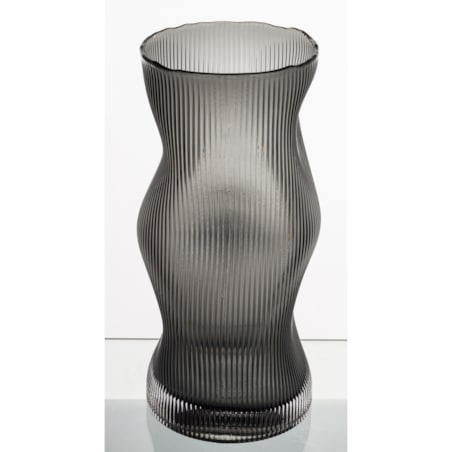 Wazon szklany prążkowany 30x13,5x13,5 RAPIGATA cm szary