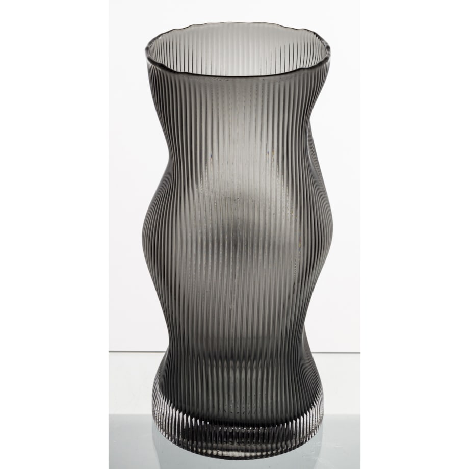 Wazon szklany prążkowany 30x13,5x13,5 RAPIGATA cm szary
