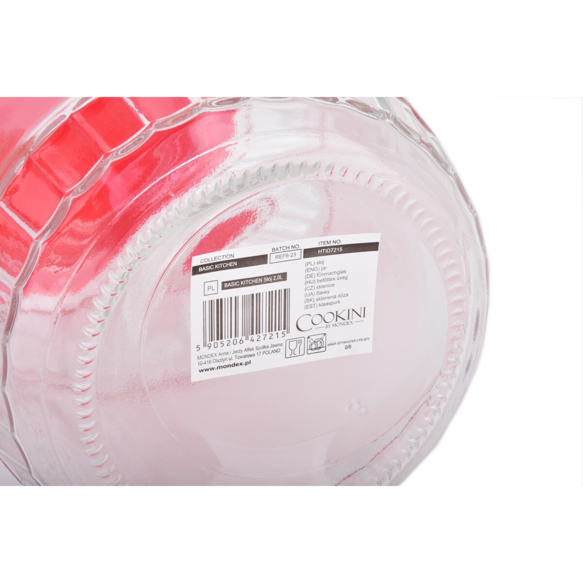 BASIC KITCHEN Słój 2,0L z uchwytem14xh21,5cm