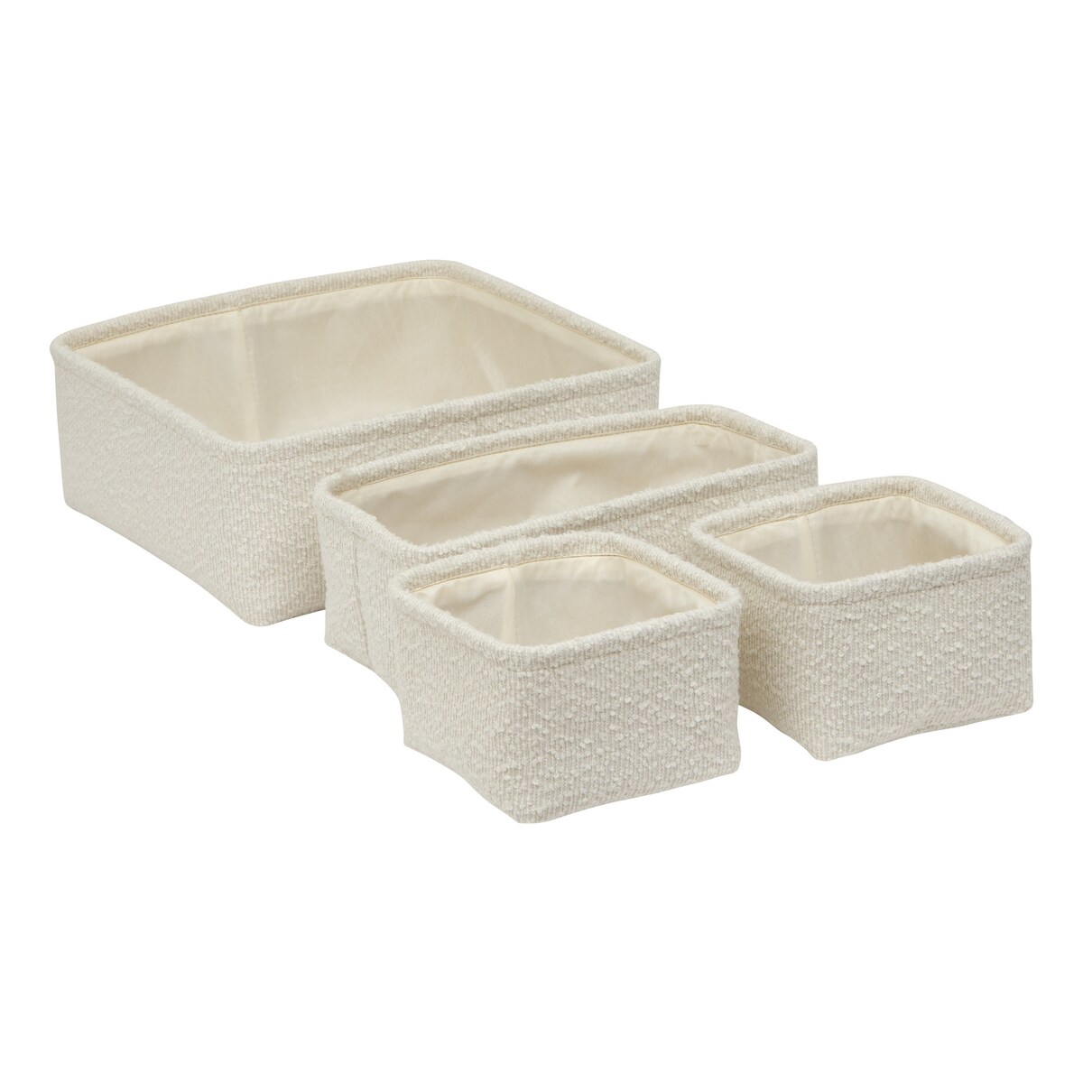 Zestaw 4 koszy tekstylnych BOUCLETTE, 15,5 x 15,5 x 11 cm