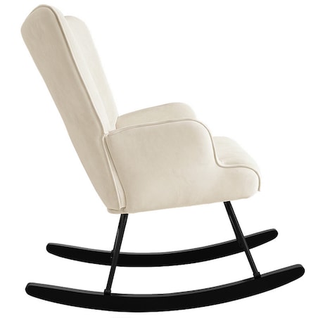 Fotel bujany tapicerowany welur wygodny wypoczynkowy uszak salon beżowy