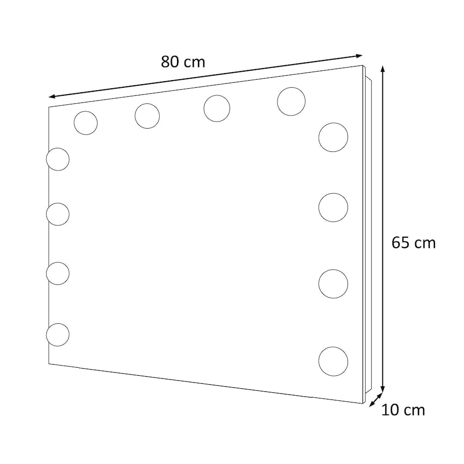 Toaletka BLANCO GLAMOUR ELITE 100x42x81 cm, biały wysoki połysk, lustro z 12 LED, push open