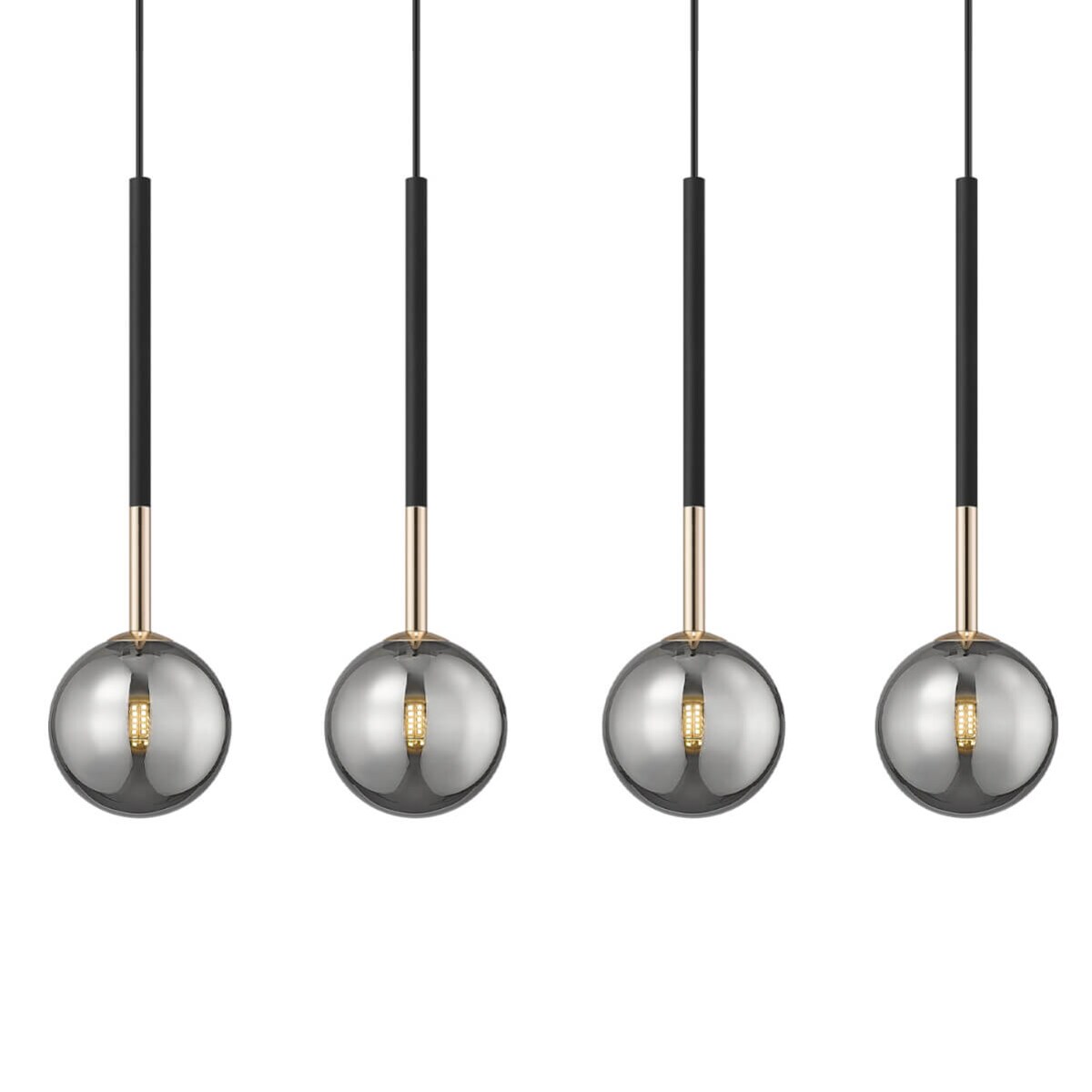 Loftowa lampa zwieszana Arcturus P0574-04D-SDFZ Zumaline czarny dymiony złoty