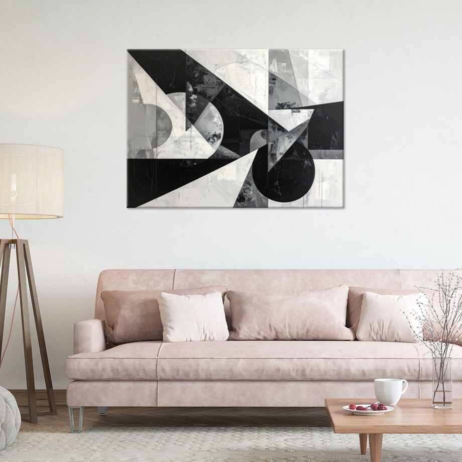 Obraz do salonu sypialni biura loftu, Czarno biała abstrakcyjna kompozycja