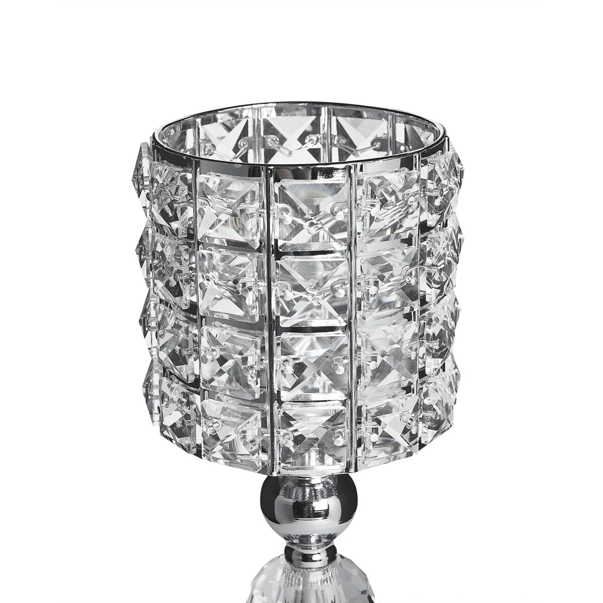 Świecznik szklany 33 cm srebrny AVORD