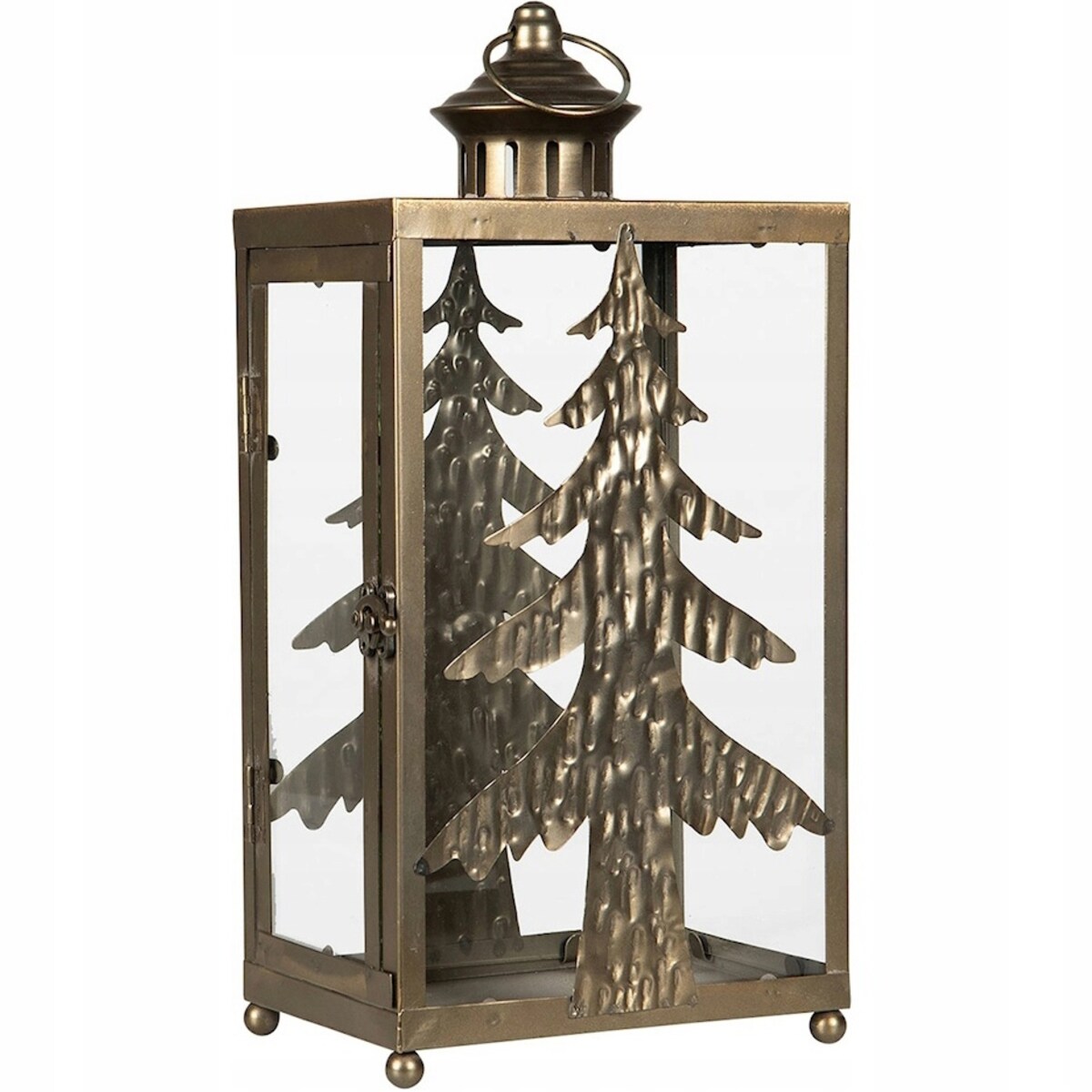 LAMPION ZŁOTY 40cm ŚWIĄTECZNY CHOINKA METALOWY SZKLANY NA ŚWIĘTA PREZENT