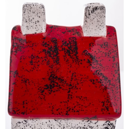 Domek ceramiczny biały z czerwonym dachem, 18x7x7 cm KEDOM small