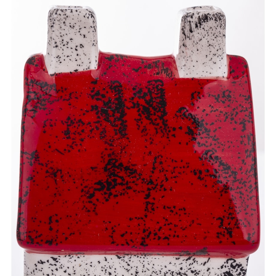 Domek ceramiczny biały z czerwonym dachem, 18x7x7 cm KEDOM small