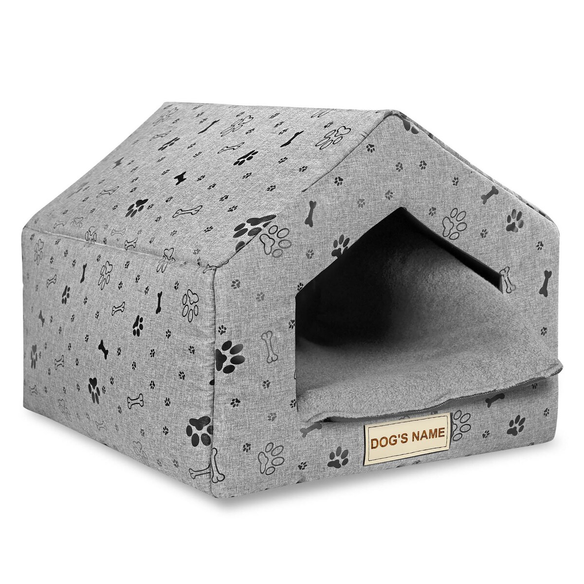 Legowisko Dla Psa Kota Posłanie Mata Domek Kości 50X40X38 Cm Czarne