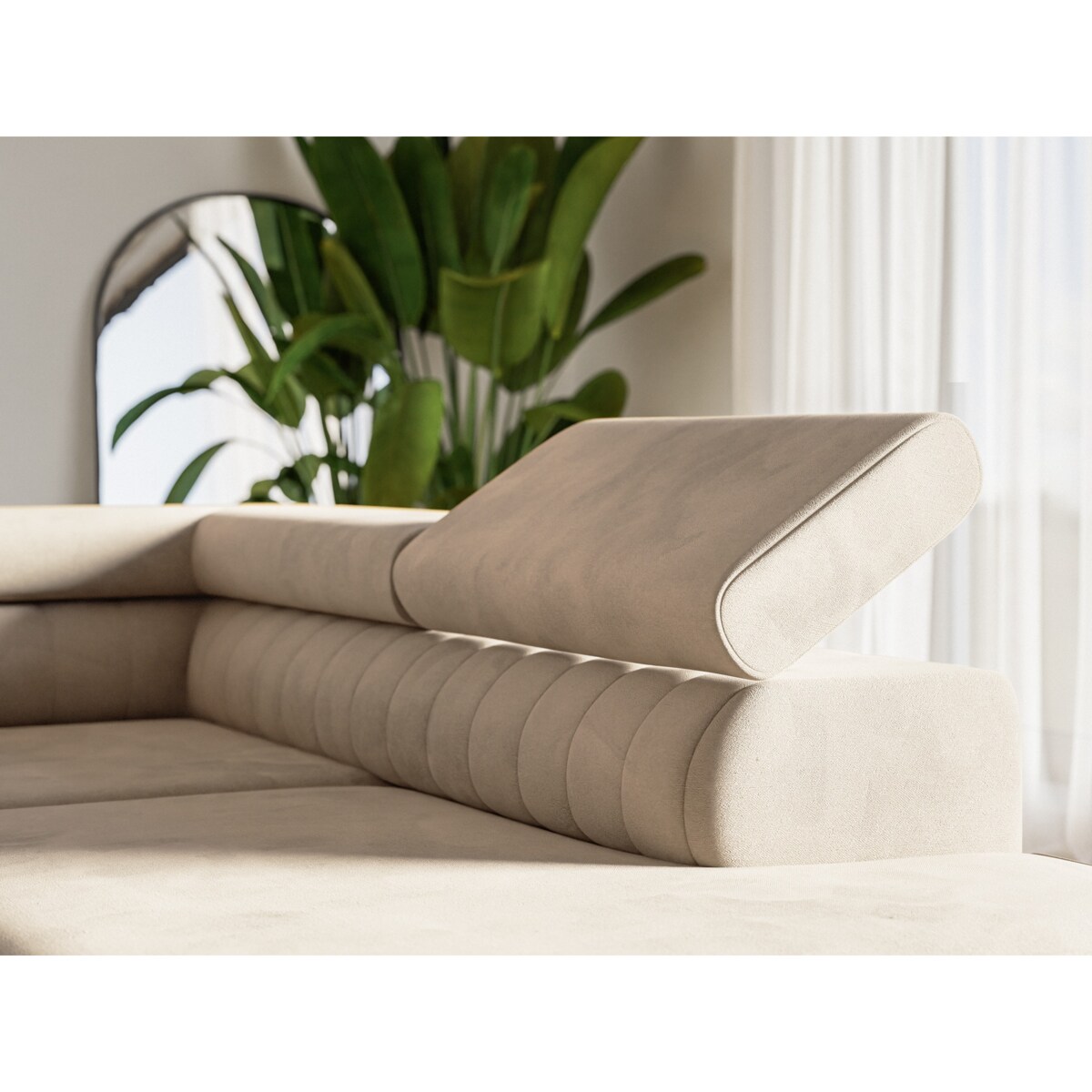 Narożnik NOLA do salonu, na złotych nogach-lewostronny-Matt Velvet beżowy