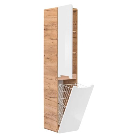 Szafka łazienkowa ARUBA 804 35 cm biała/dąb z koszem