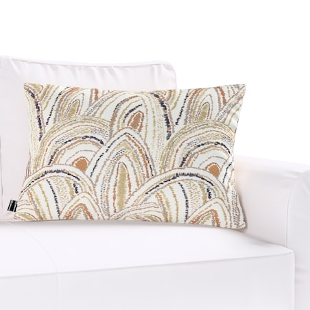 Poszewka Kinga na poduszkę prostokątną 47x28 oliwkowo-pomarańczowe łuki na kremowym tle