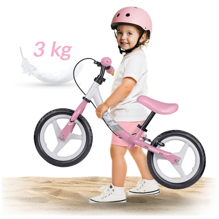 Rowerek biegowy dla dzieci rower dziecięcy lekki Fun Adventure Ricokids różowo-biały