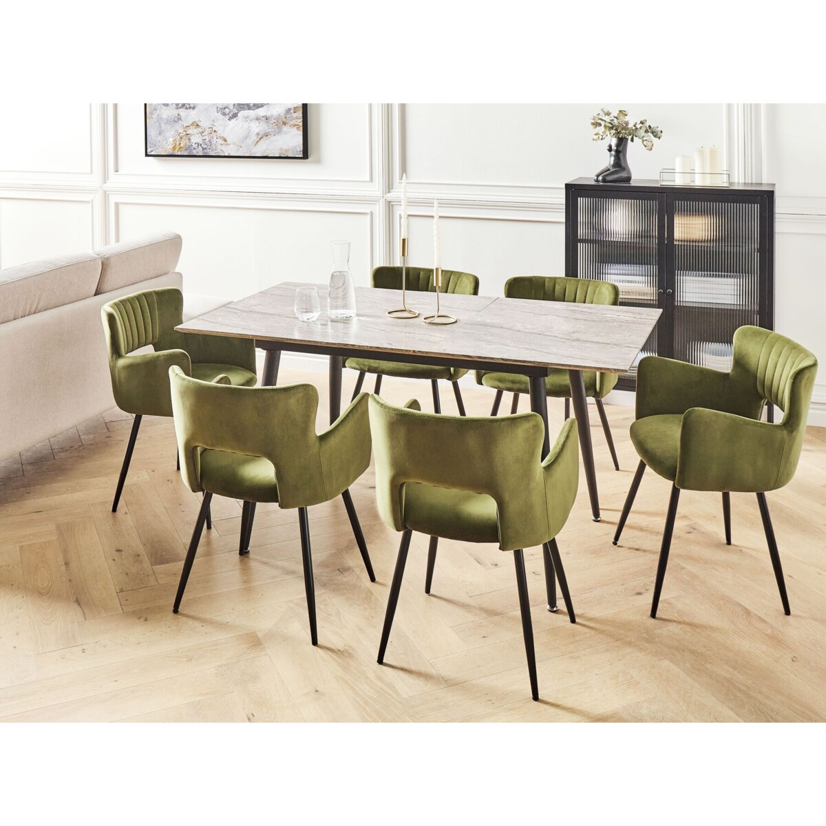 Stół do jadalni rozkładany 120/150 x 80 cm imitacja kamienia szary EFTALIA