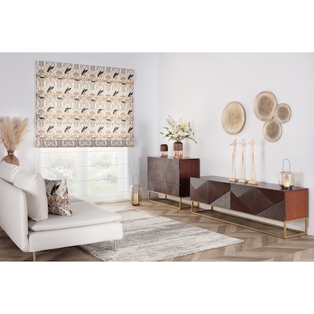 Pokrowiec na moduł Söderhamn 3-osobowy, kremowe wzory azteckie na kremowym niebiesko-miętowym tle, 186 x 99 x 83 cm, Cosy Home