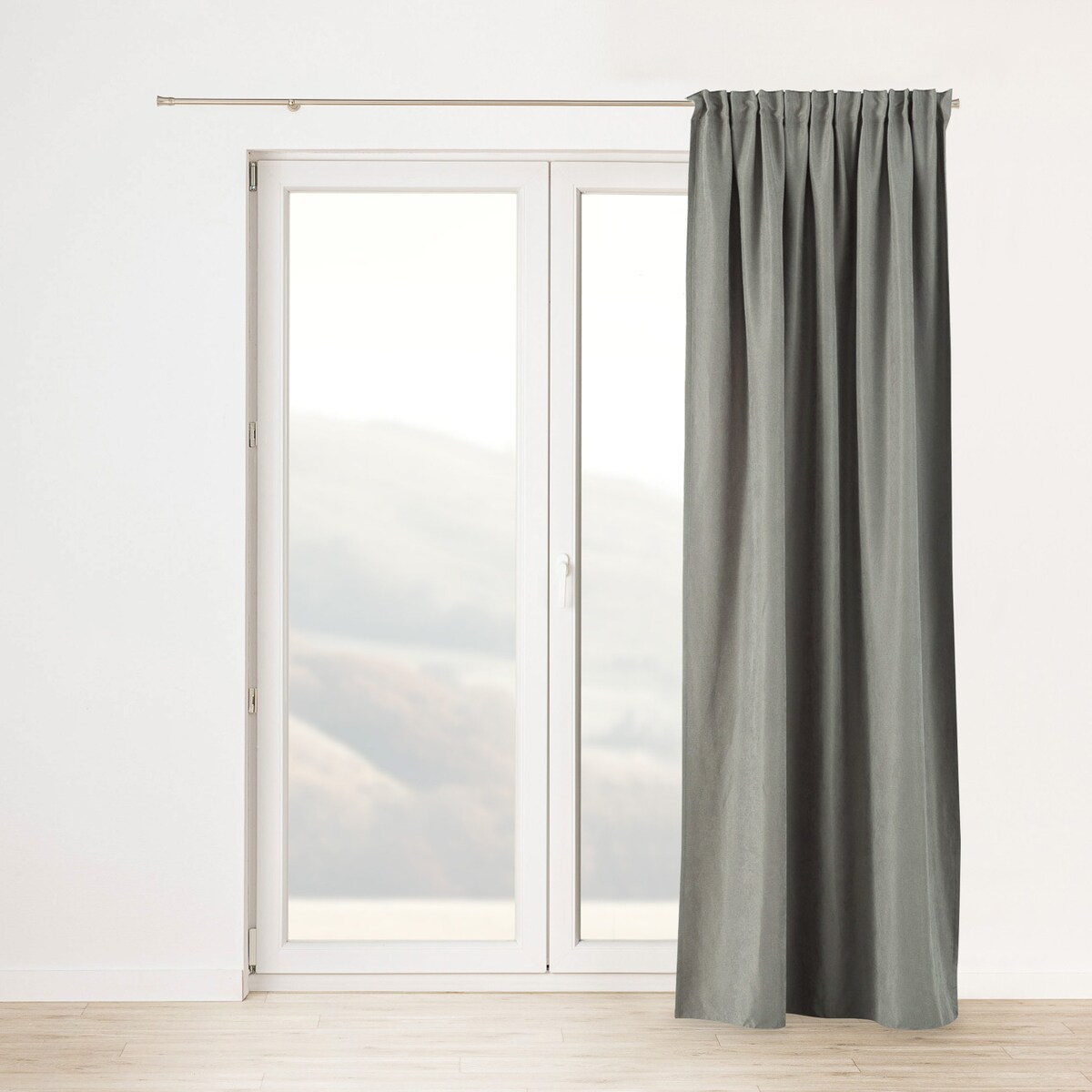 Zasłona na taśmie marszczącej szara aksamitna 140 x 280 cm 1 szt. 140x280 szary