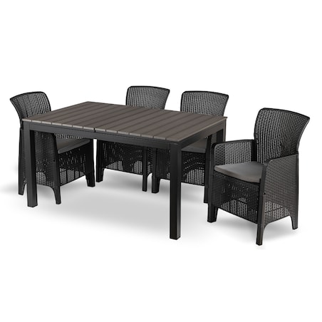 Zestaw Mebli Ogrodowych Na Taras Ogród Technorattan Czarny Popiel