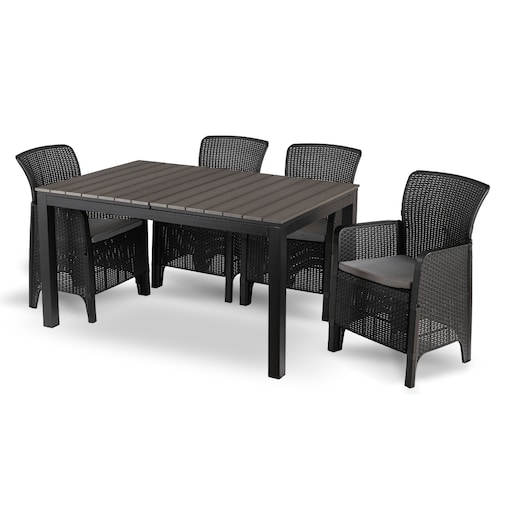 Zestaw Mebli Ogrodowych Na Taras Ogród Technorattan Czarny Popiel