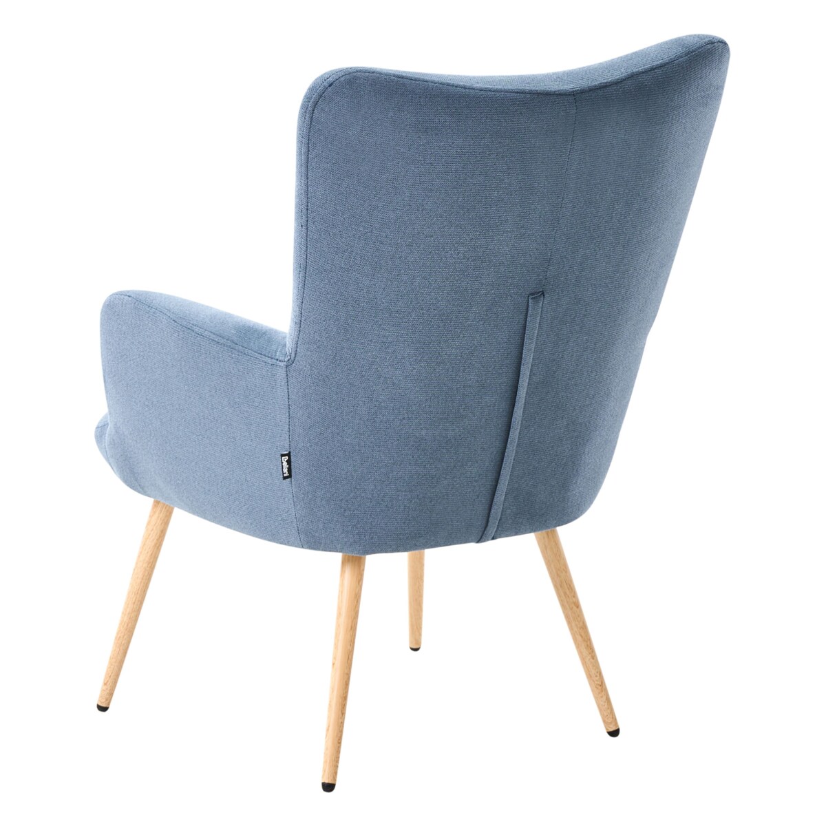 Fotel uszak VEJLE Z podnóżkiem Welur Ciemnoniebieski