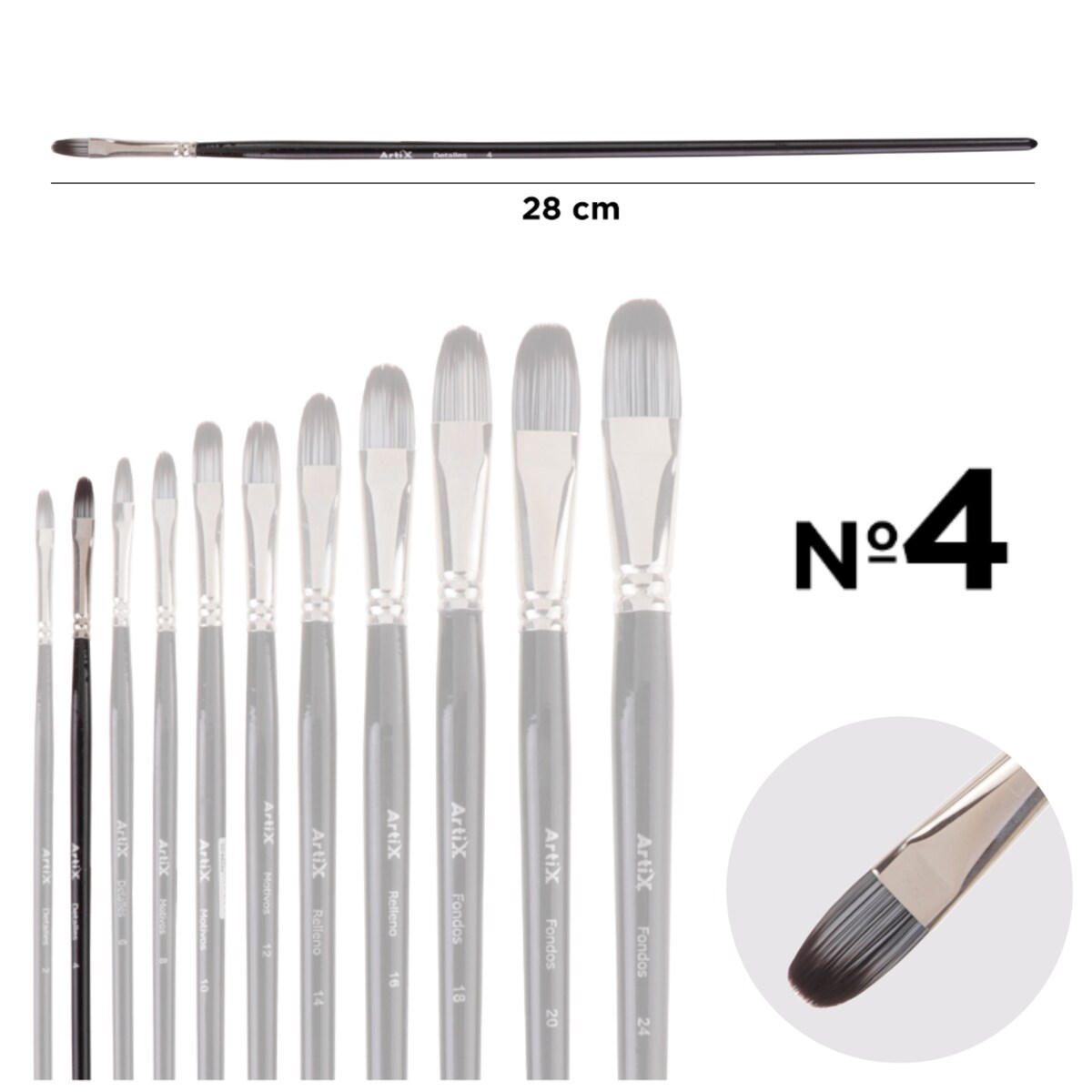 pędzel artystyczny koci język nr 4 artix pp298-02 profesjonalny