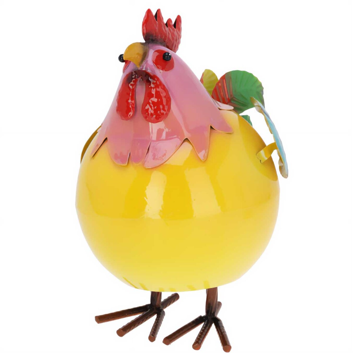 Kolorowa figurka metalowy kogut, 21 x 25 x 28 cm