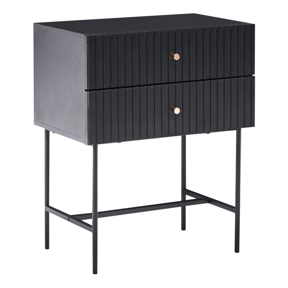 Szafka nocna 2 szuflady COVENTRY Czarny/ złoty