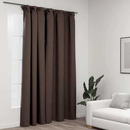 vidaXL Zasłona stylizowana na lnianą, z haczykami, taupe, 290x245 cm