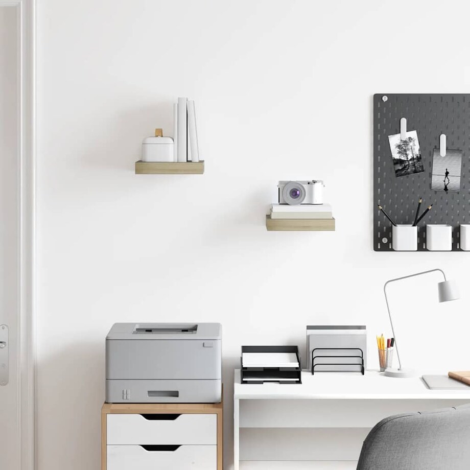 vidaXL Półki ścienne, 2 szt., kolor dębowy, 23 x 23,5 x 3,8 cm, MDF