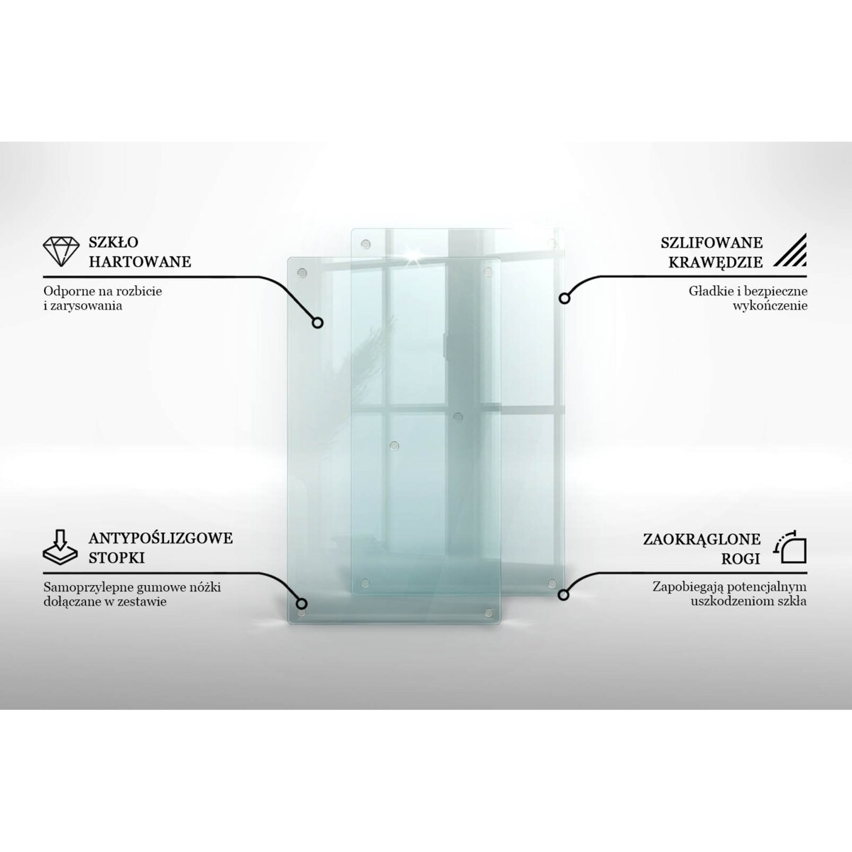 Zestaw 2 desek do krojenia, szkło hartowane 30x52