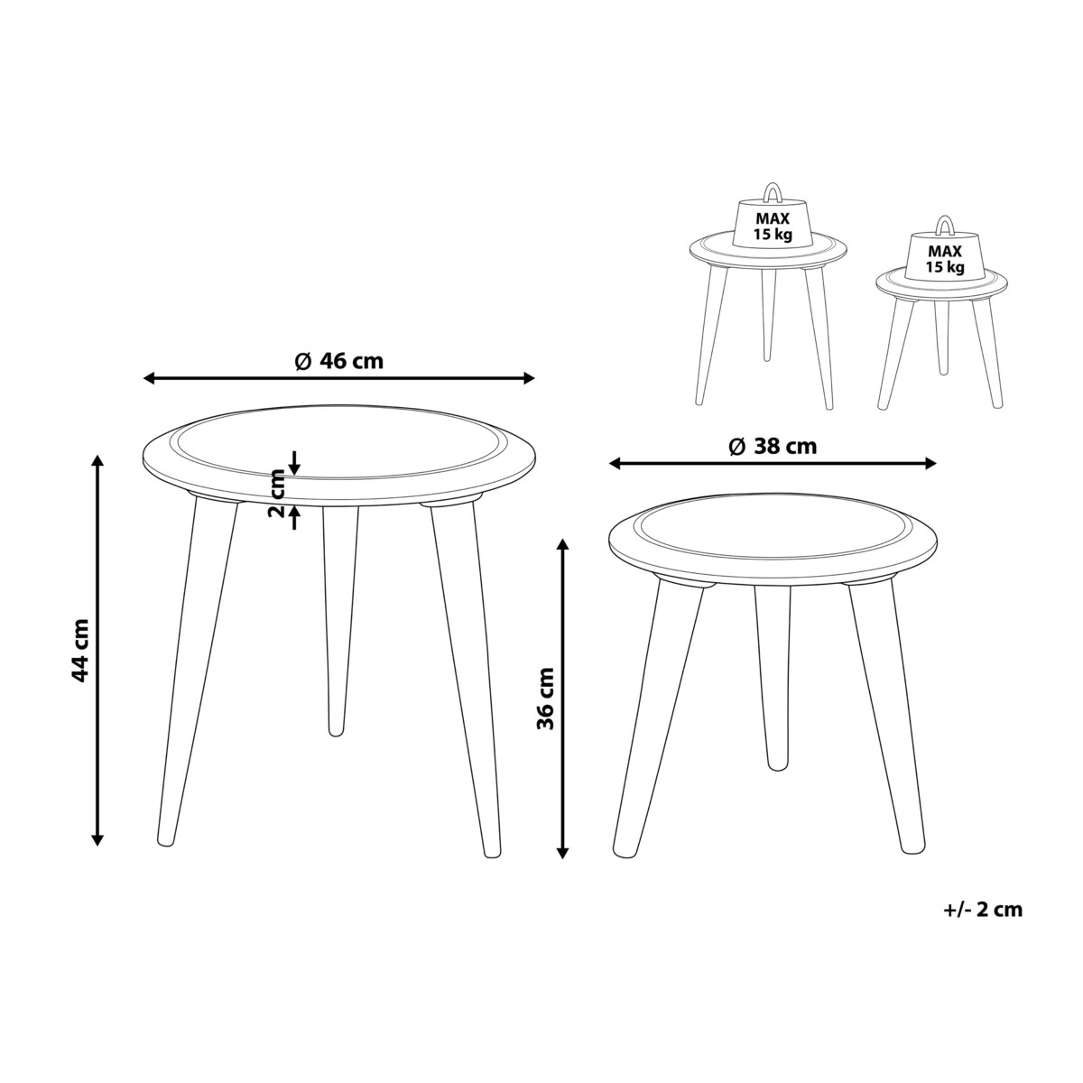 Zestaw 2 stolików pomocniczych z drewna mango ciemny TURUA