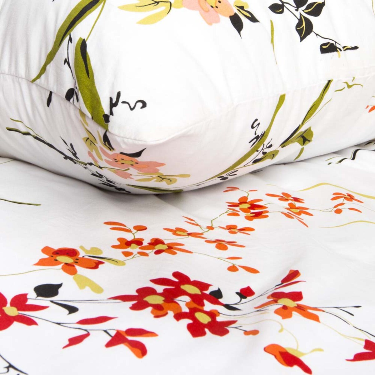 Pościel bawełniana 180x200 Bloome biała w kolorowe kwiaty, Cottonlove