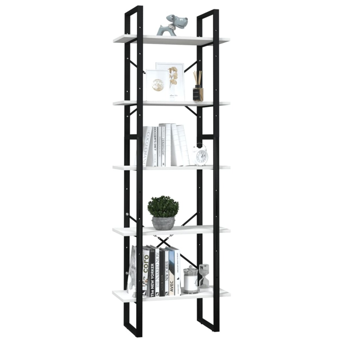 vidaXL 5-poziomowy regał na książki, biały, 60x30x175 cm, sosnowy