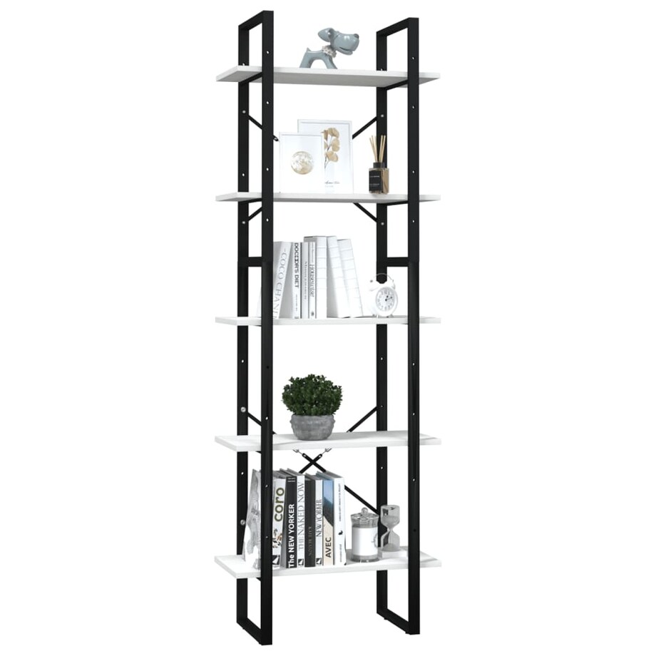 vidaXL 5-poziomowy regał na książki, biały, 60x30x175 cm, sosnowy