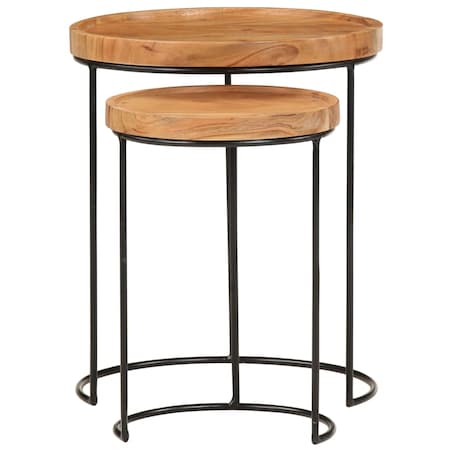 vidaXL 2-częściowy zestaw stolików kawowych, drewno akacjowe i stal