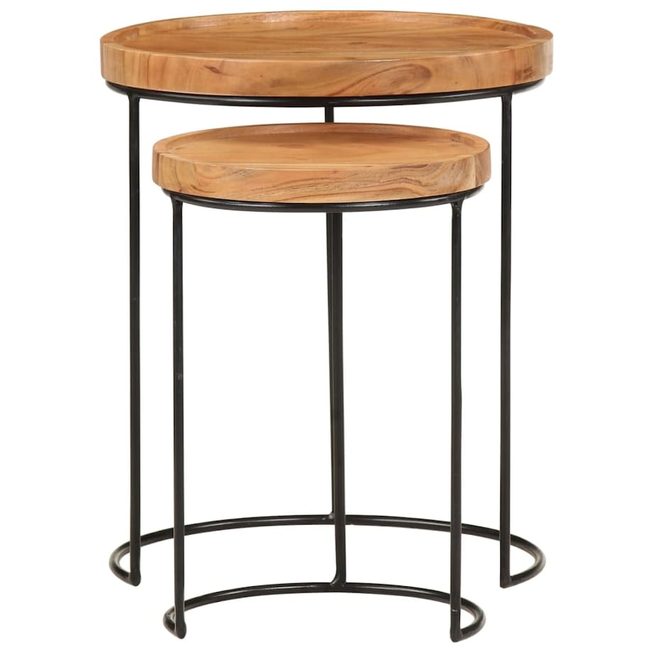 vidaXL 2-częściowy zestaw stolików kawowych, drewno akacjowe i stal