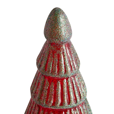 Zestaw 2 figurek dekoracyjnych PURUVESI 31/36 cm Choinka Czerwony/ zielony
