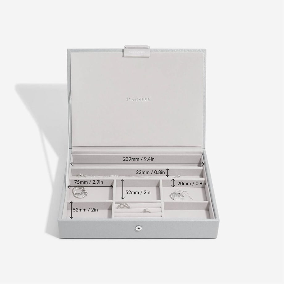 Szkatułka na biżuterię Stackers classic kamienna szarość z pokrywką