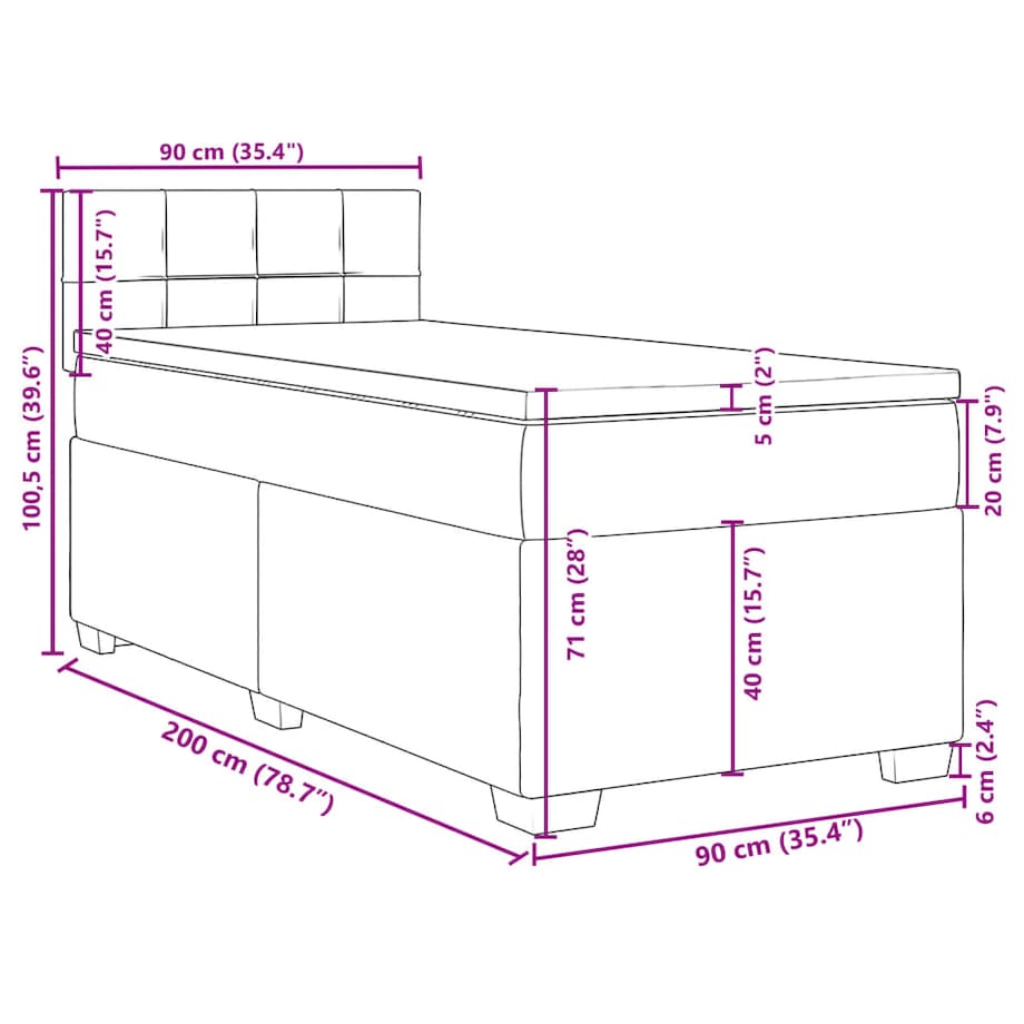 vidaXL Łóżko kontynentalne z materacem, zielone, aksamit, 90x200 cm
